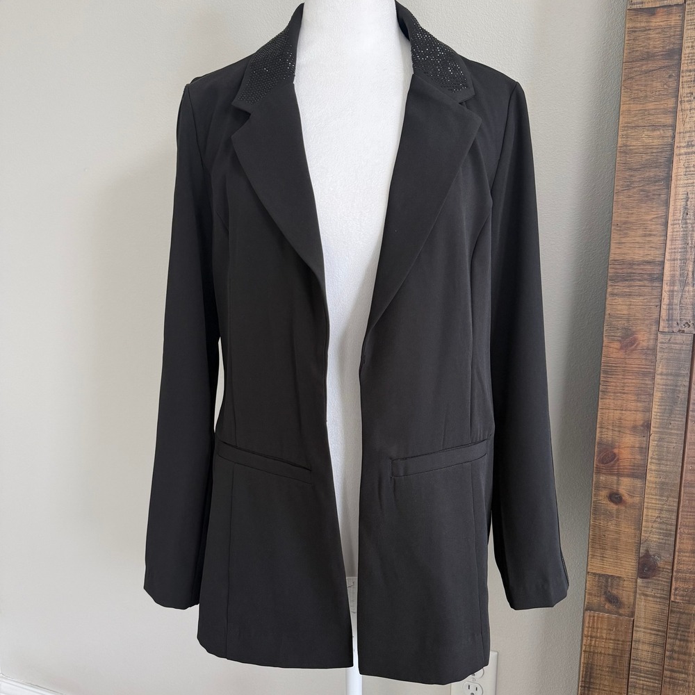 Liverpool Los Angeles Women's Black Rhinestone Open Front Blazer‎ NEW